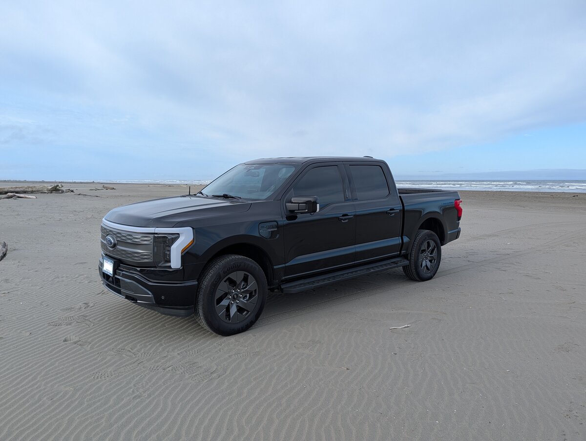 F-150 Lightning on Ocean Shores beach